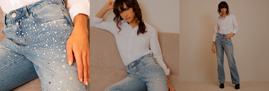CALÇA COM BRILHO E APLICAÇÕES: A TRANSFORMAÇÃO DO JEANS