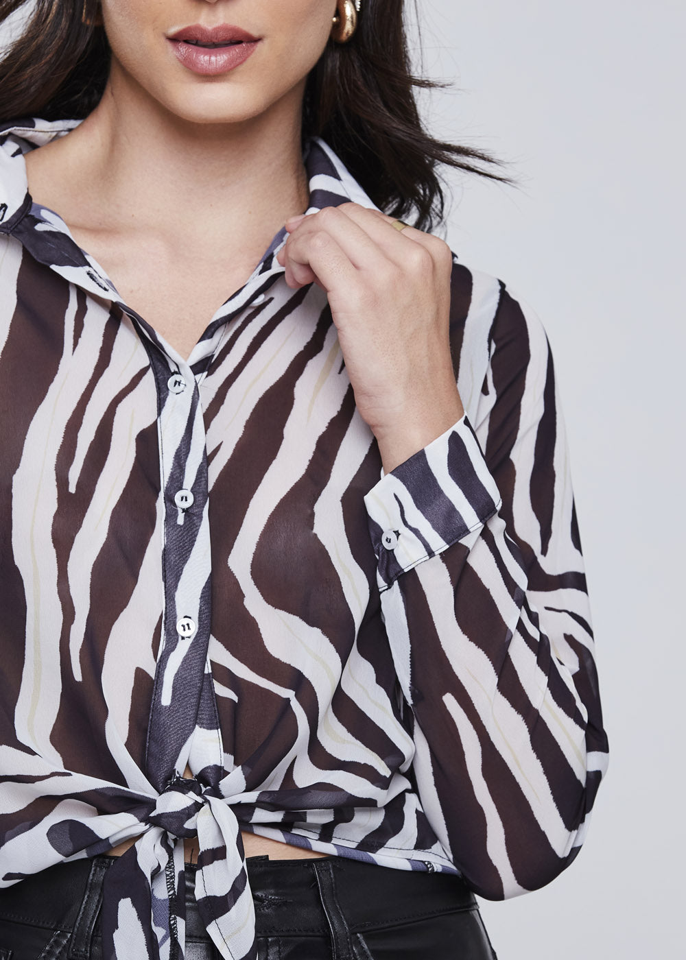 Blusa Sawary Estampada - 278305 PRETO