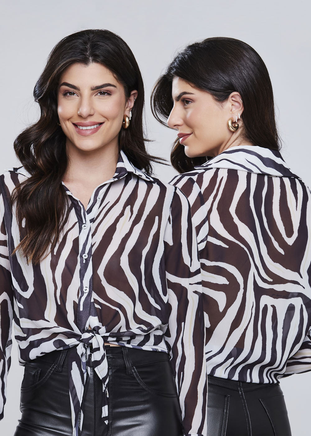 Blusa Sawary Estampada - 278305 PRETO