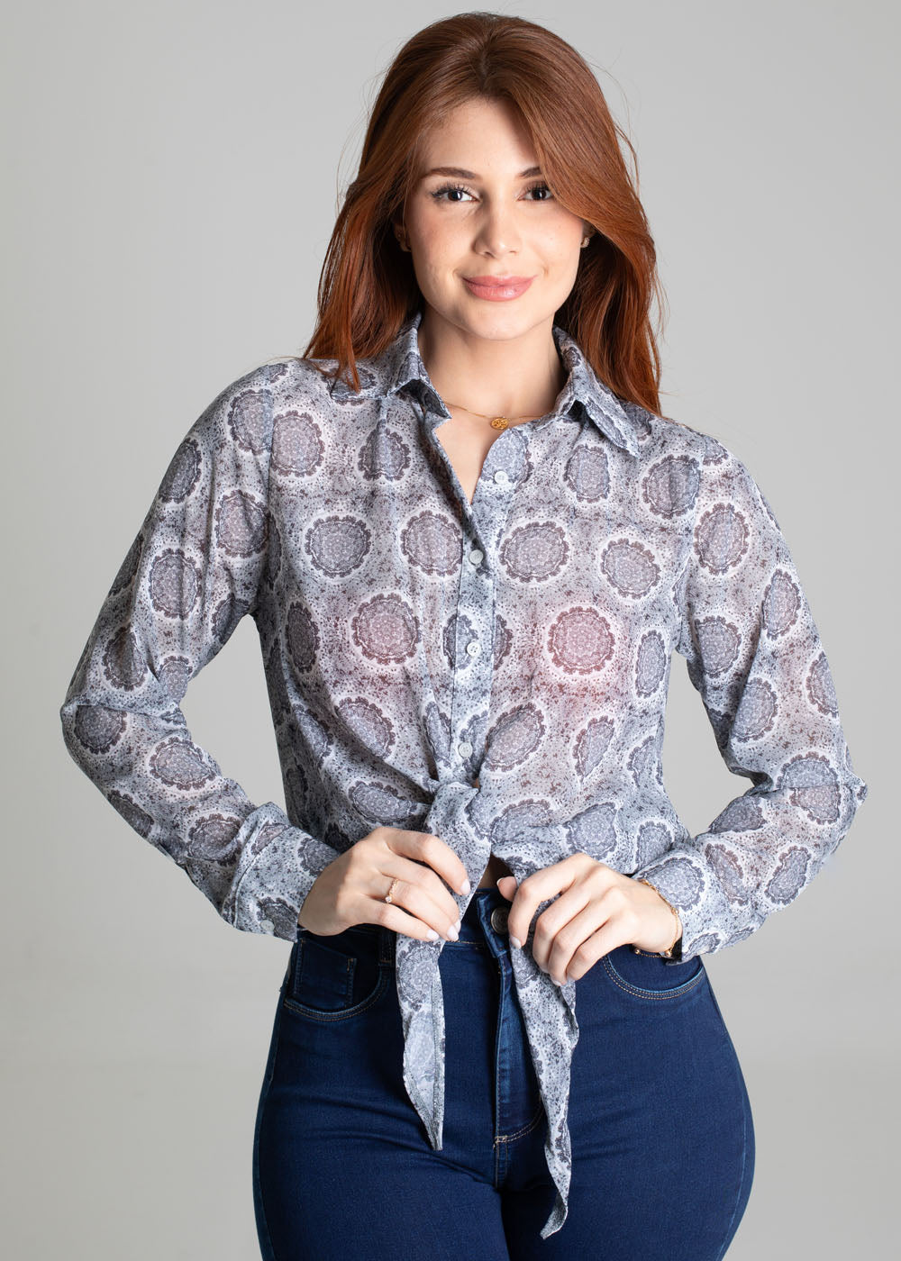 Camiseta Sawary Estampada - 278634 CINZA