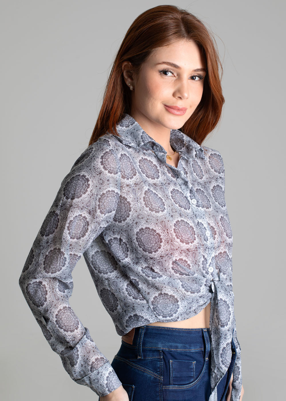 Camiseta Sawary Estampada - 278634 CINZA