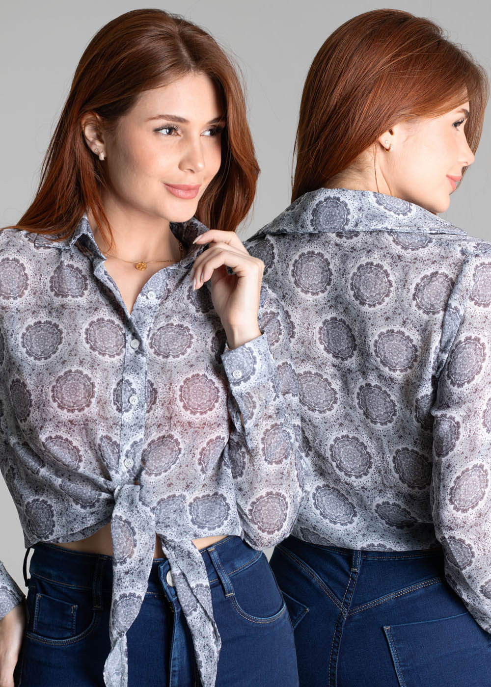 Camiseta Sawary Estampada - 278634 CINZA