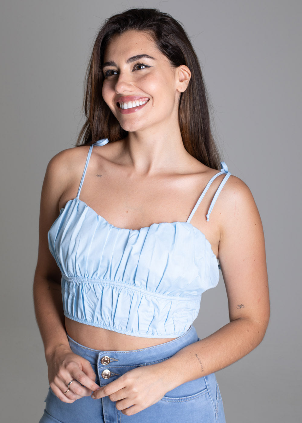 Top Sawary Tricoline - 276705 AZUL