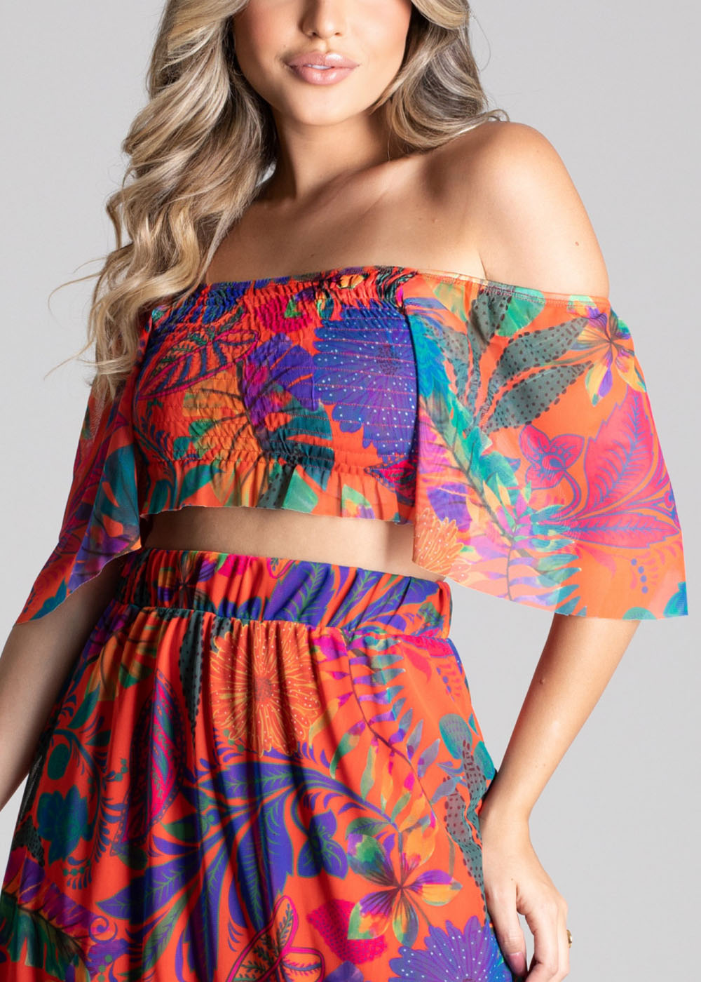 Cropped Sawary Estampado - 278737 LARANJA