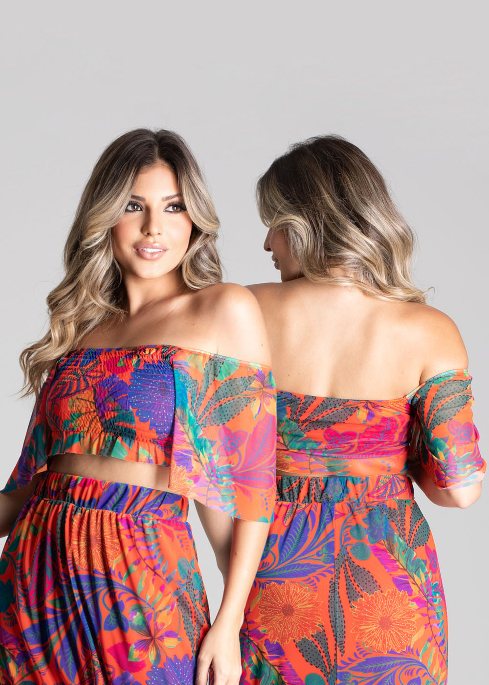 Cropped Sawary Estampado - 278737 LARANJA