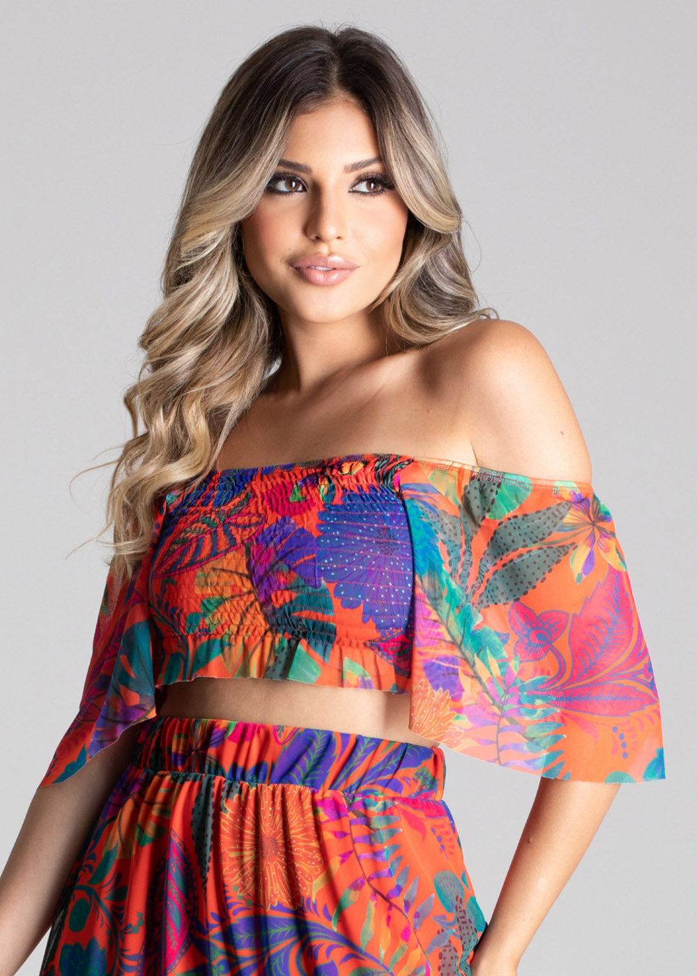 Cropped Sawary Estampado - 278737 LARANJA