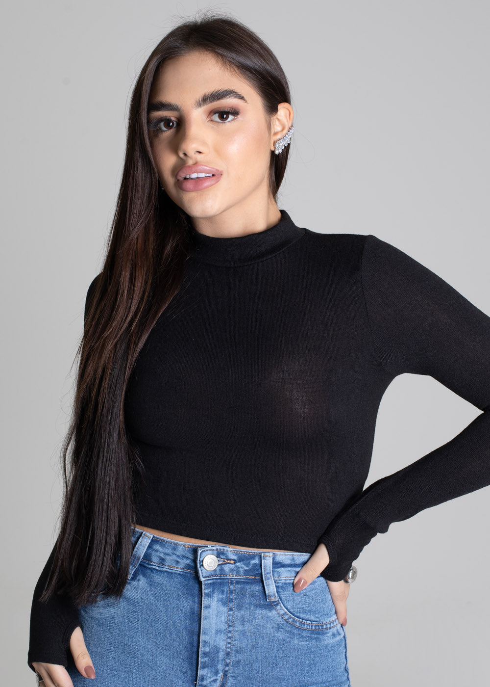 Cropped Sawary Gola Alta - 277551 PRETO