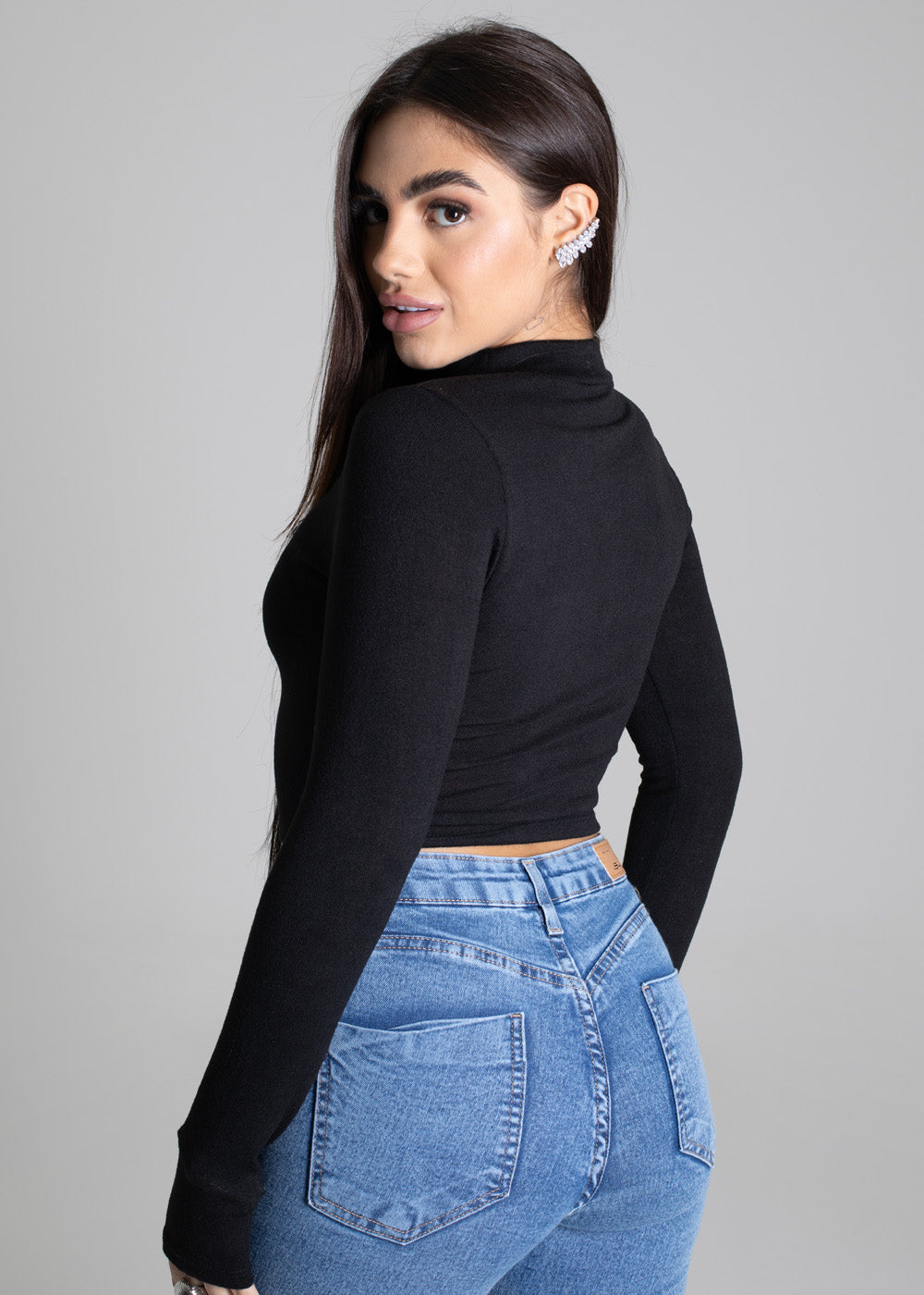 Cropped Sawary Gola Alta - 277551 PRETO