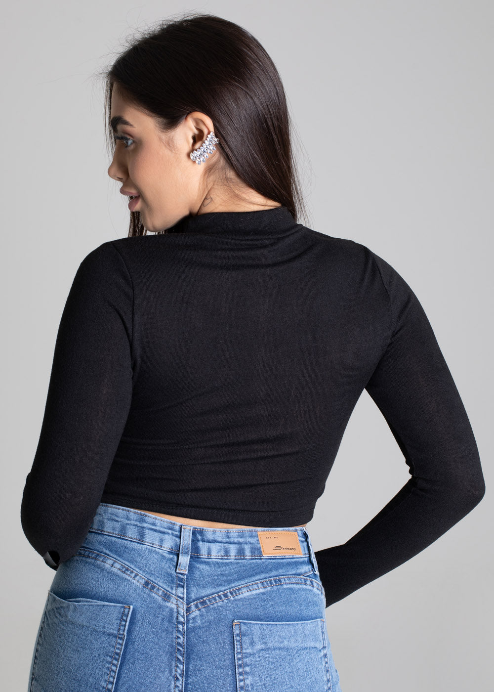 Cropped Sawary Gola Alta - 277551 PRETO