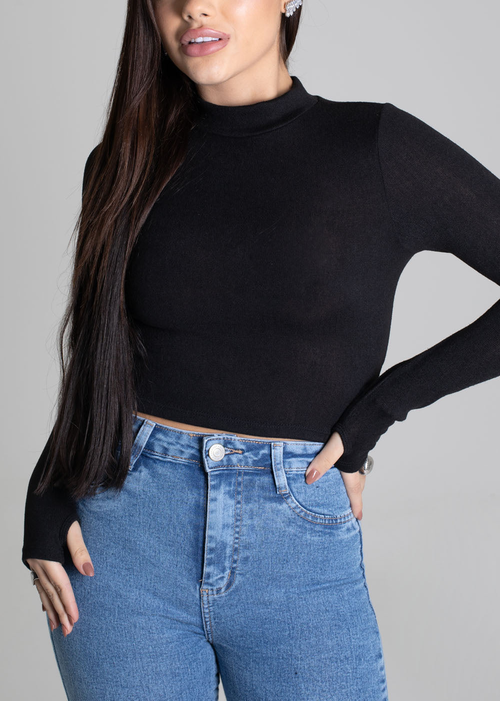 Cropped Sawary Gola Alta - 277551 PRETO