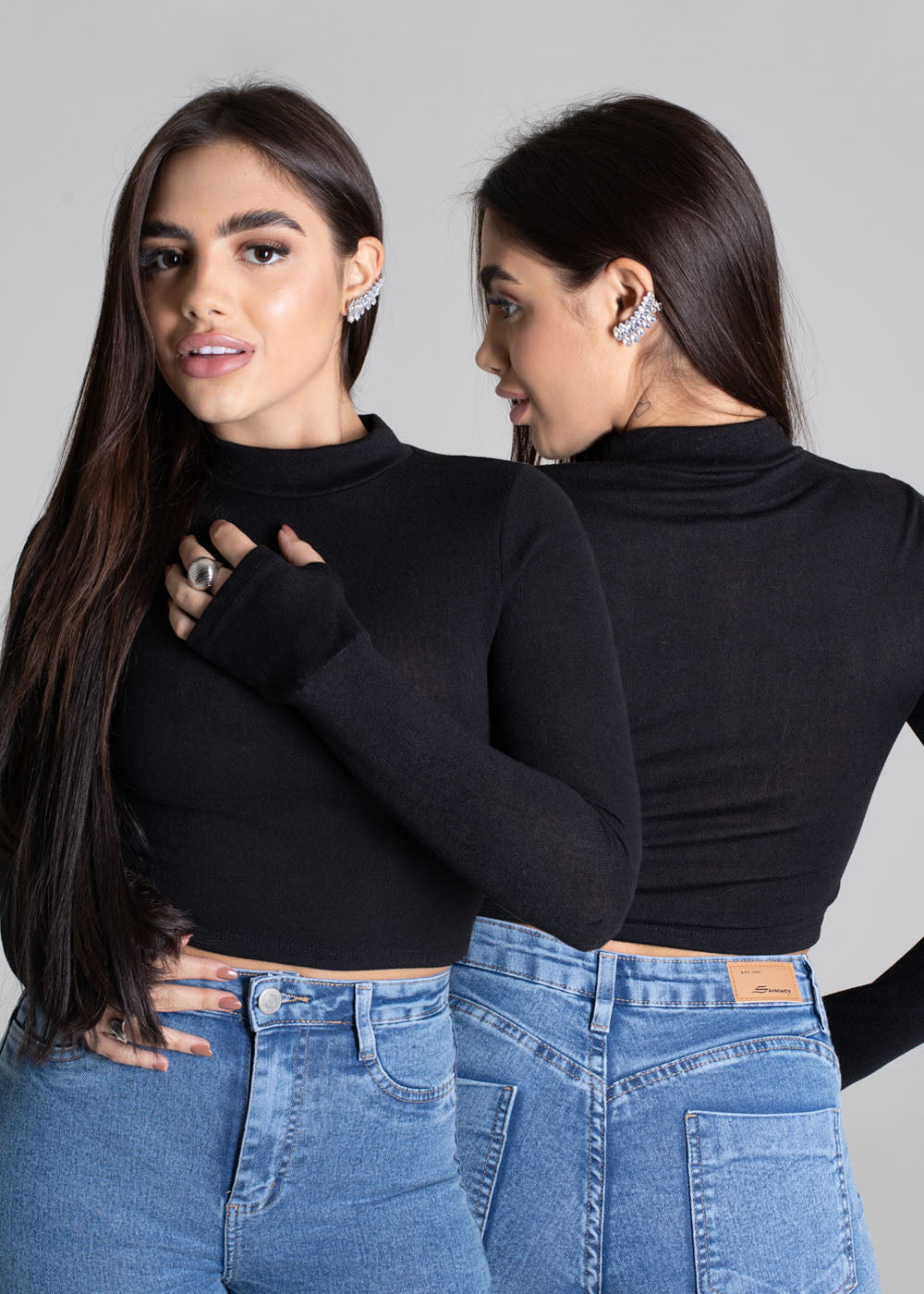 Cropped Sawary Gola Alta - 277551 PRETO