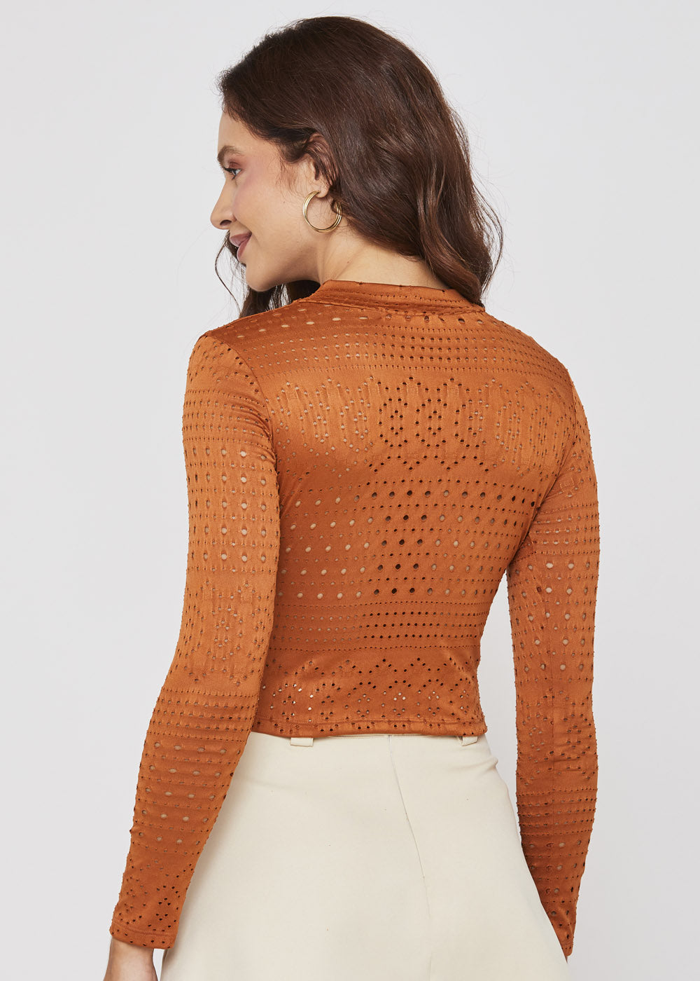 Blusa Sawary Manga comprida - 277817 MARROM