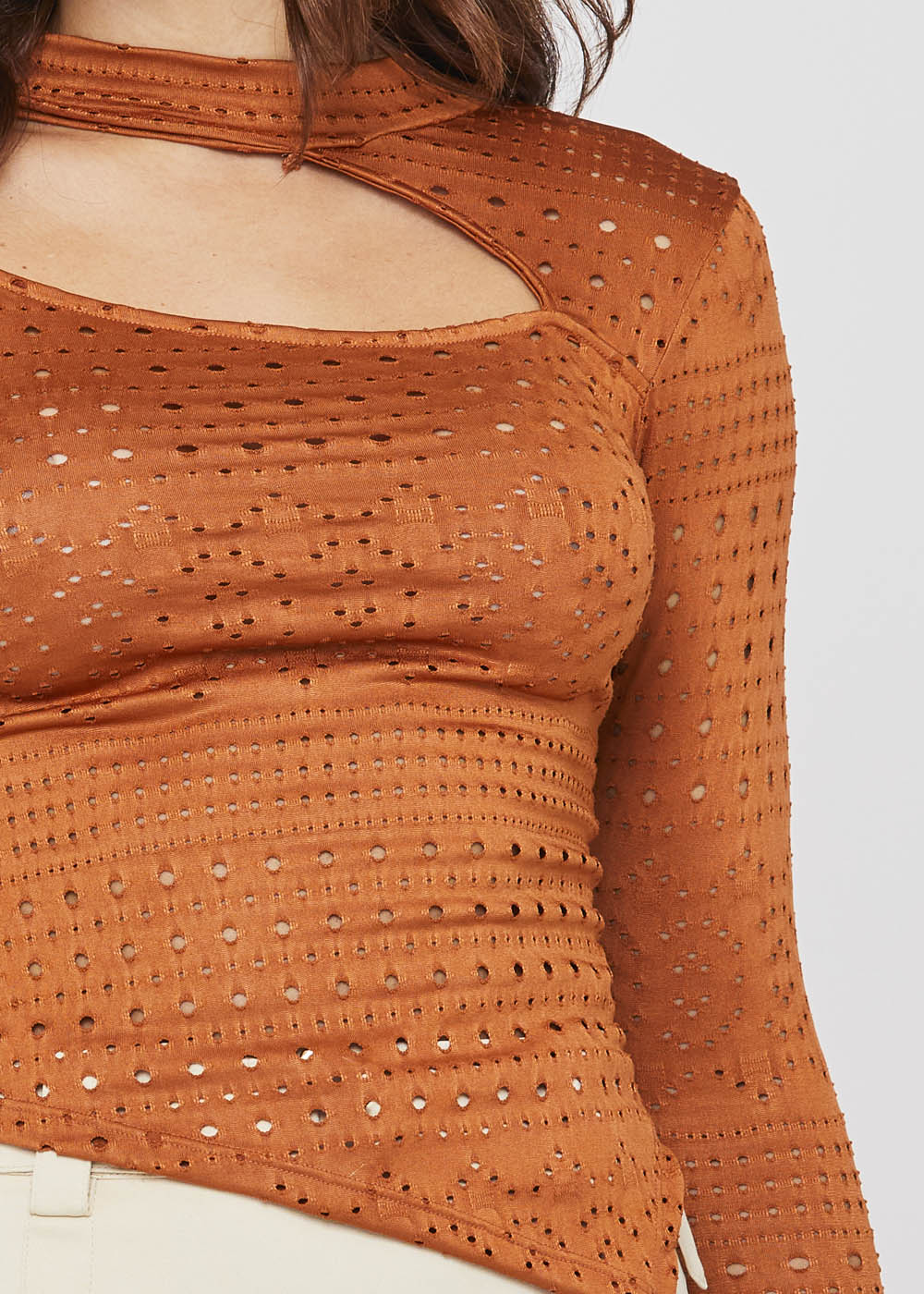 Blusa Sawary Manga comprida - 277817 MARROM