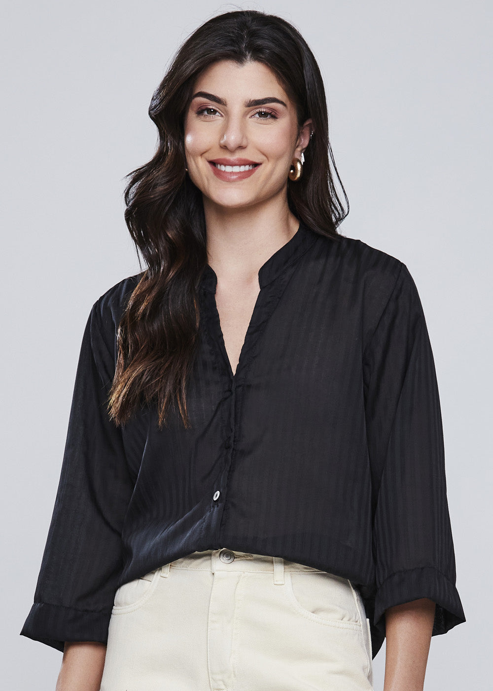 Camisa Sawary Manga Longa - 277100 PRETO