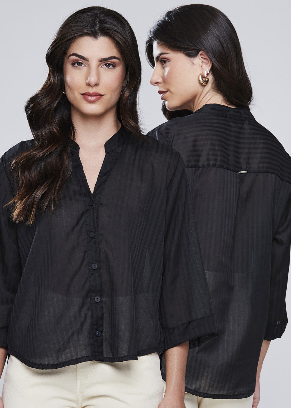 Camisa Sawary Manga Longa - 277100 PRETO