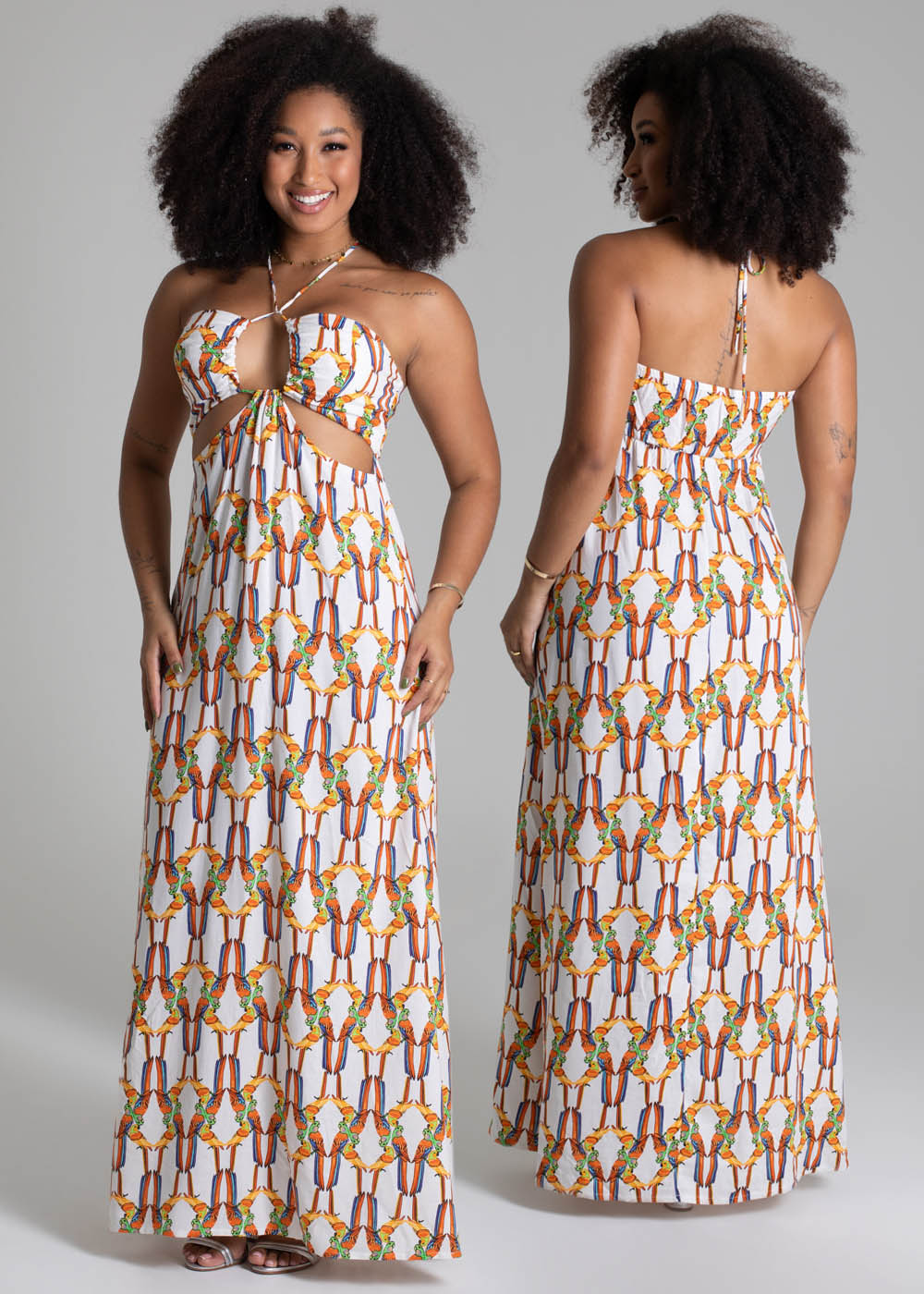 Vestido Londo Sawary Estampado - 279726 LARANJA