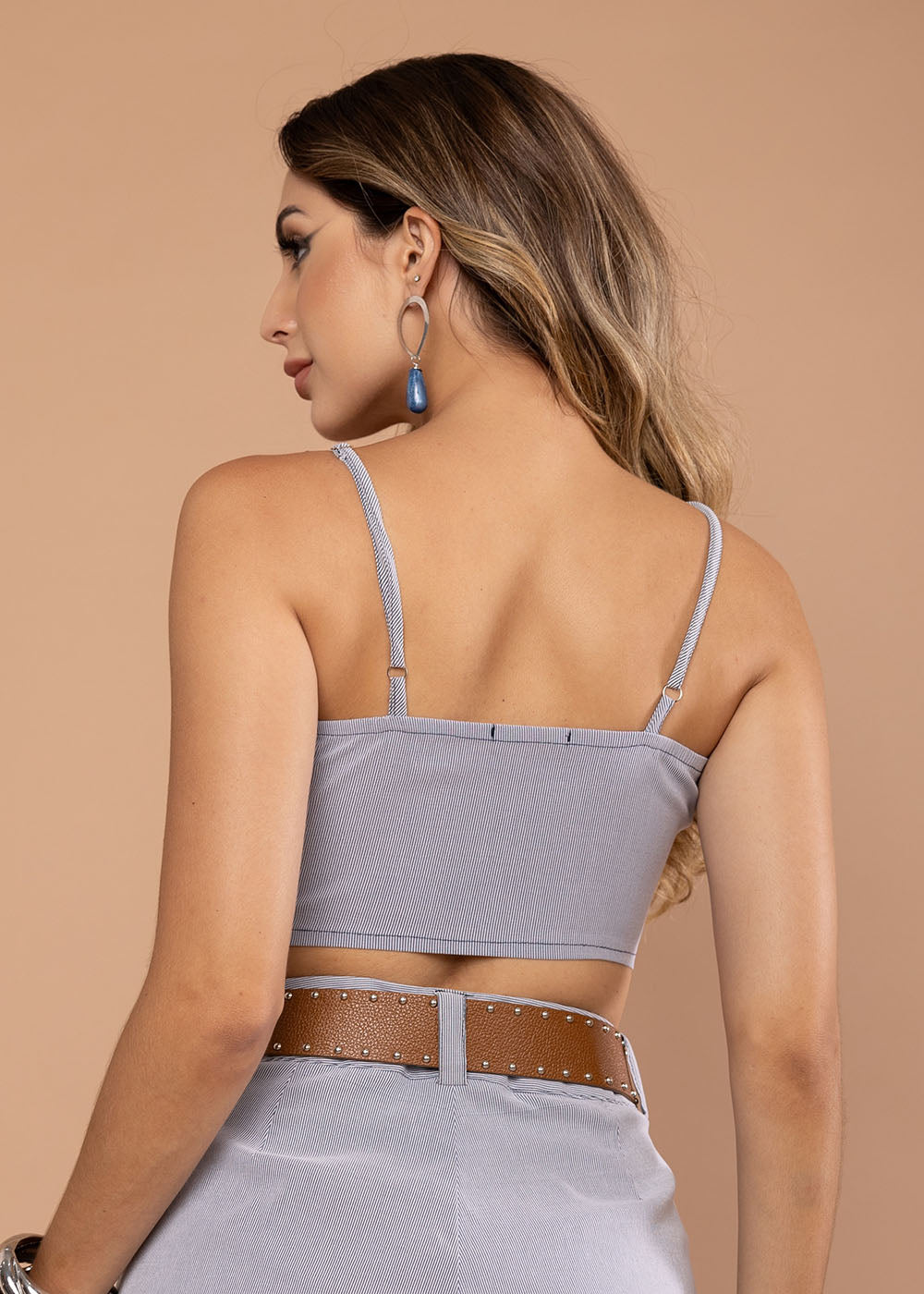 Cropped Sawary Listrado - 279737 AZUL
