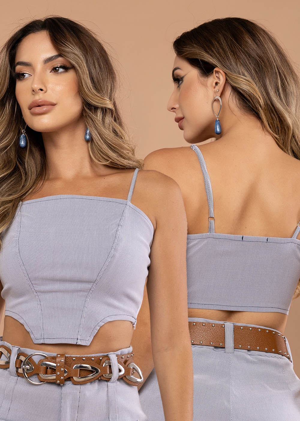 Cropped Sawary Listrado - 279737 AZUL