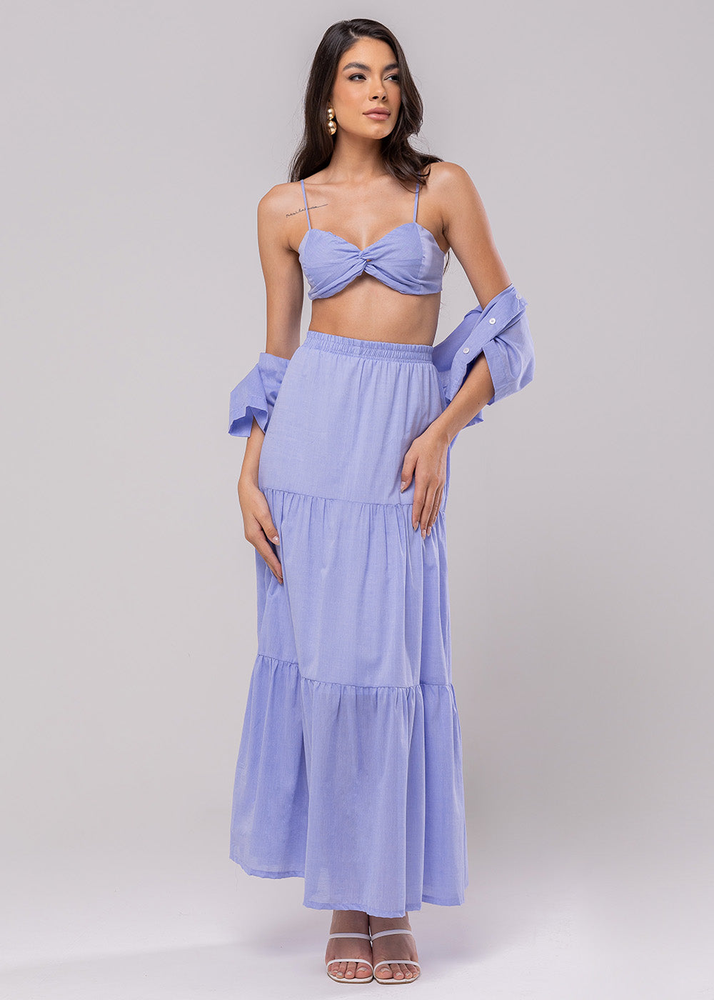 Saia Midi Sawary Mare - 279720 AZUL