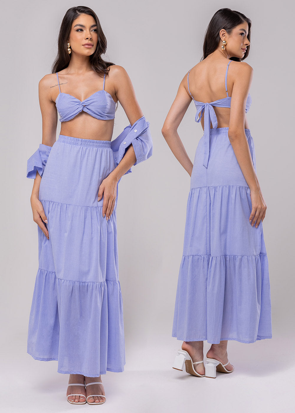 Saia Midi Sawary Mare - 279720 AZUL