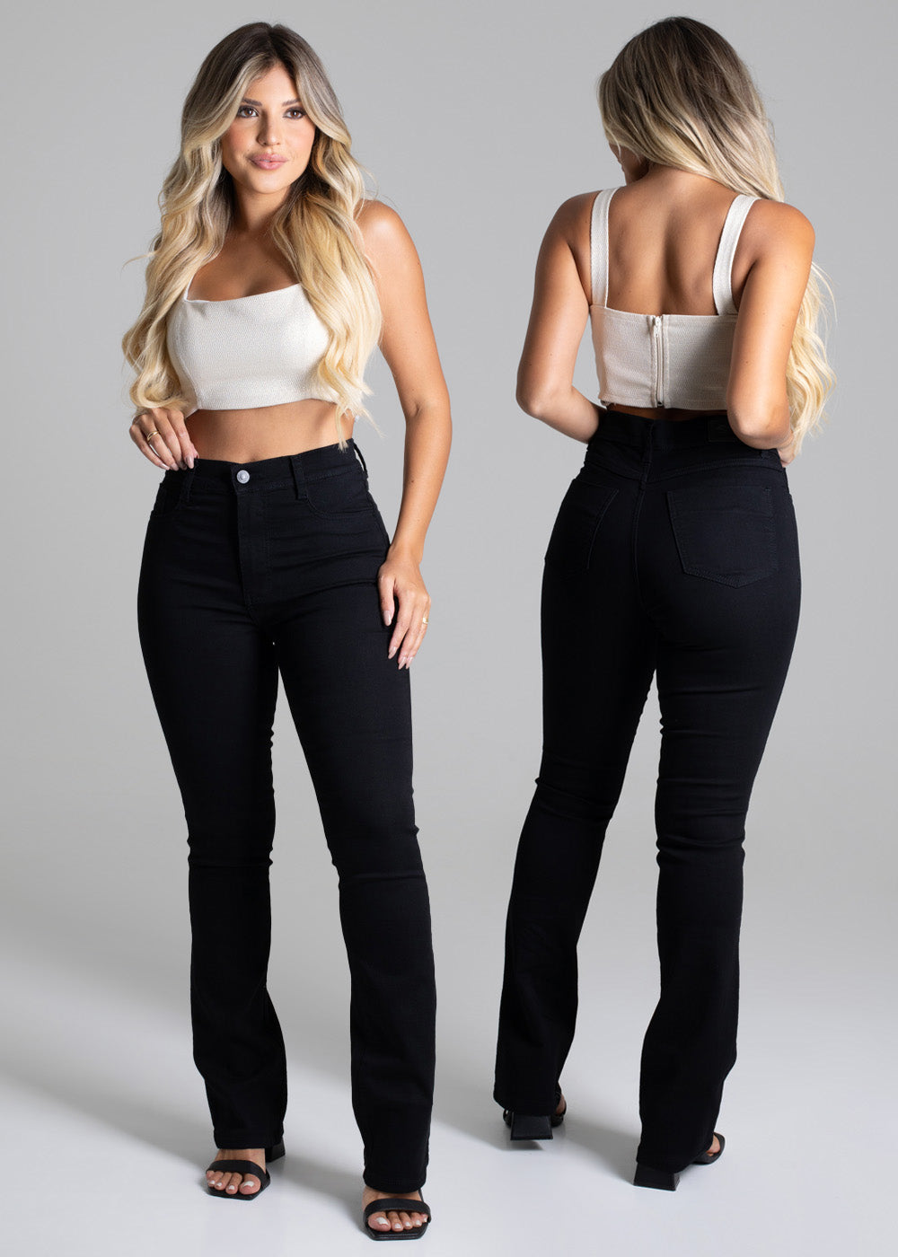 Calça Sarja Sawary Boot Cut - 264080 PRETO