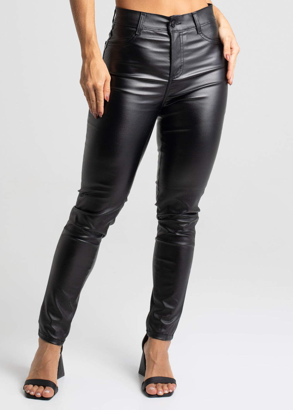 Calça Resinada Sawary Cigarrete - 273454 PRETO