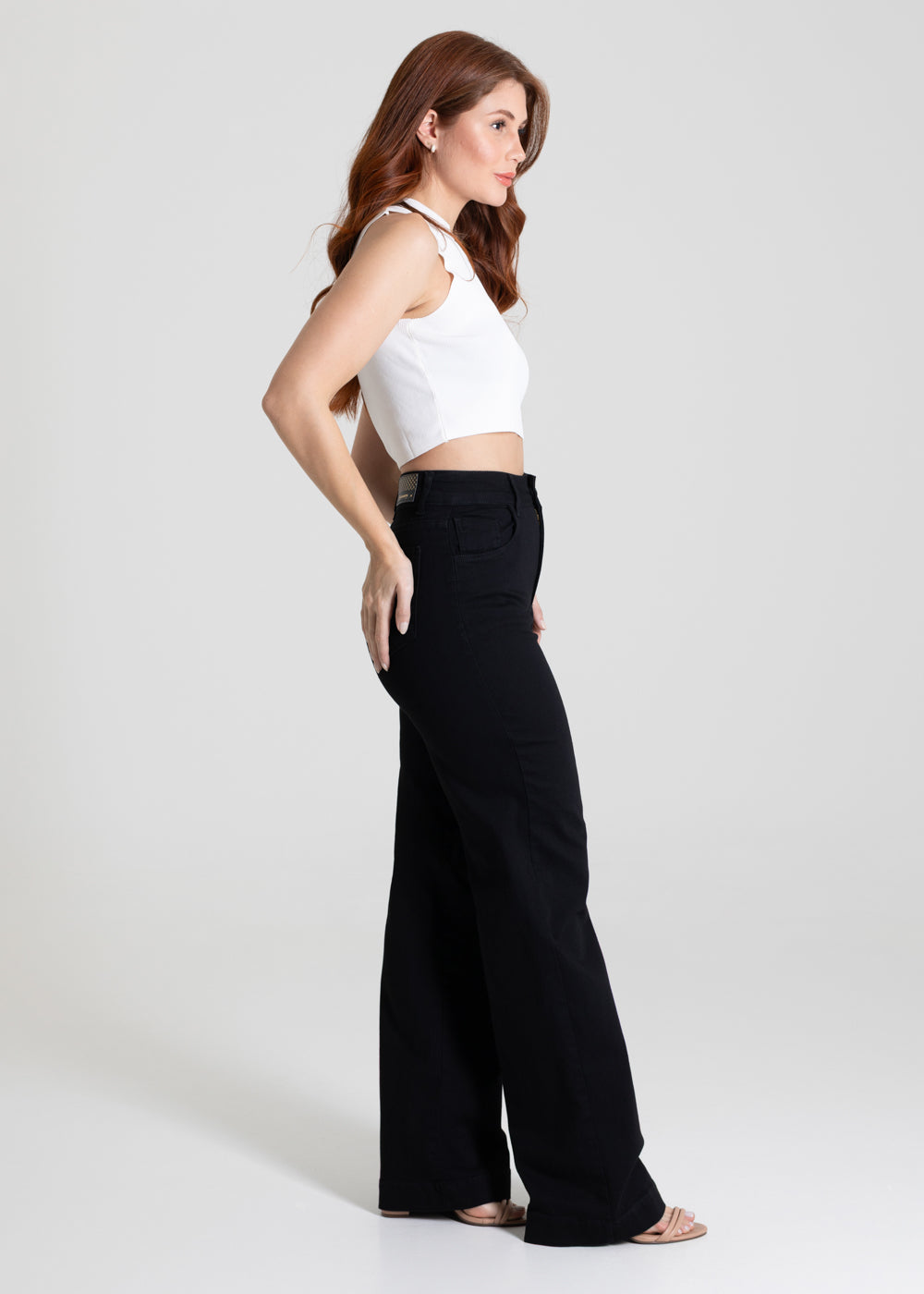Calça Sarja Sawary Wide Leg - 275028 PRETO