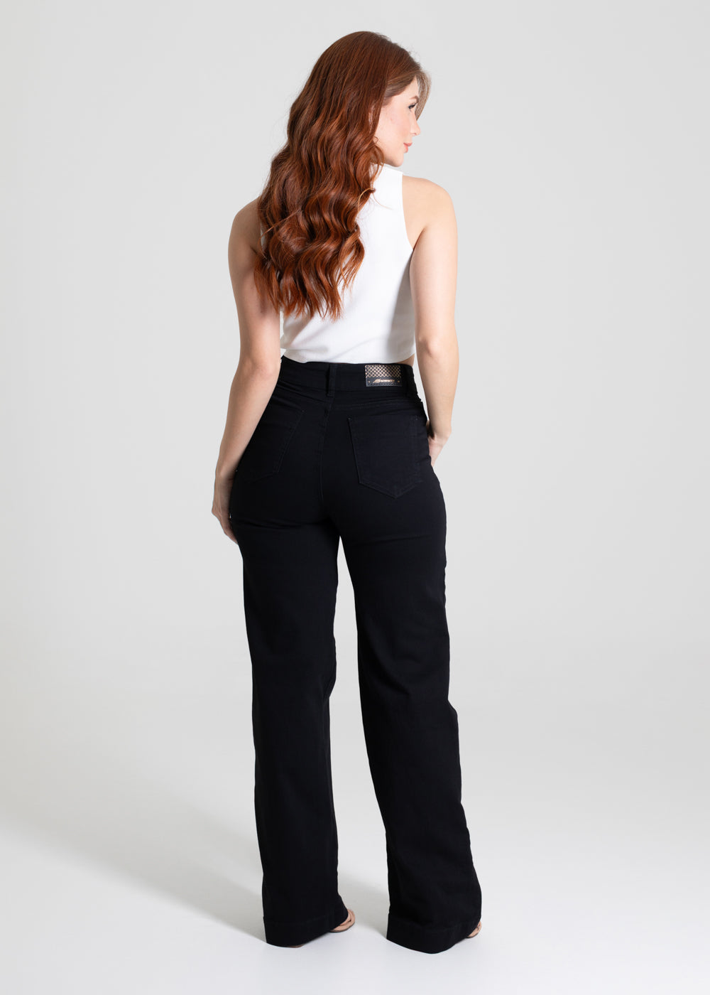 Calça Sarja Sawary Wide Leg - 275028 PRETO