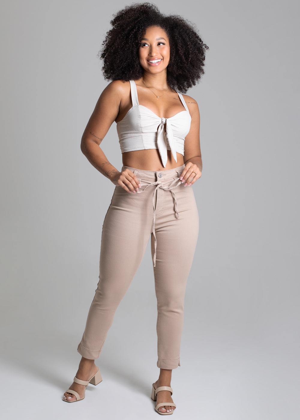 Calça Sarja Sawary Cropped - 275180 BEGE