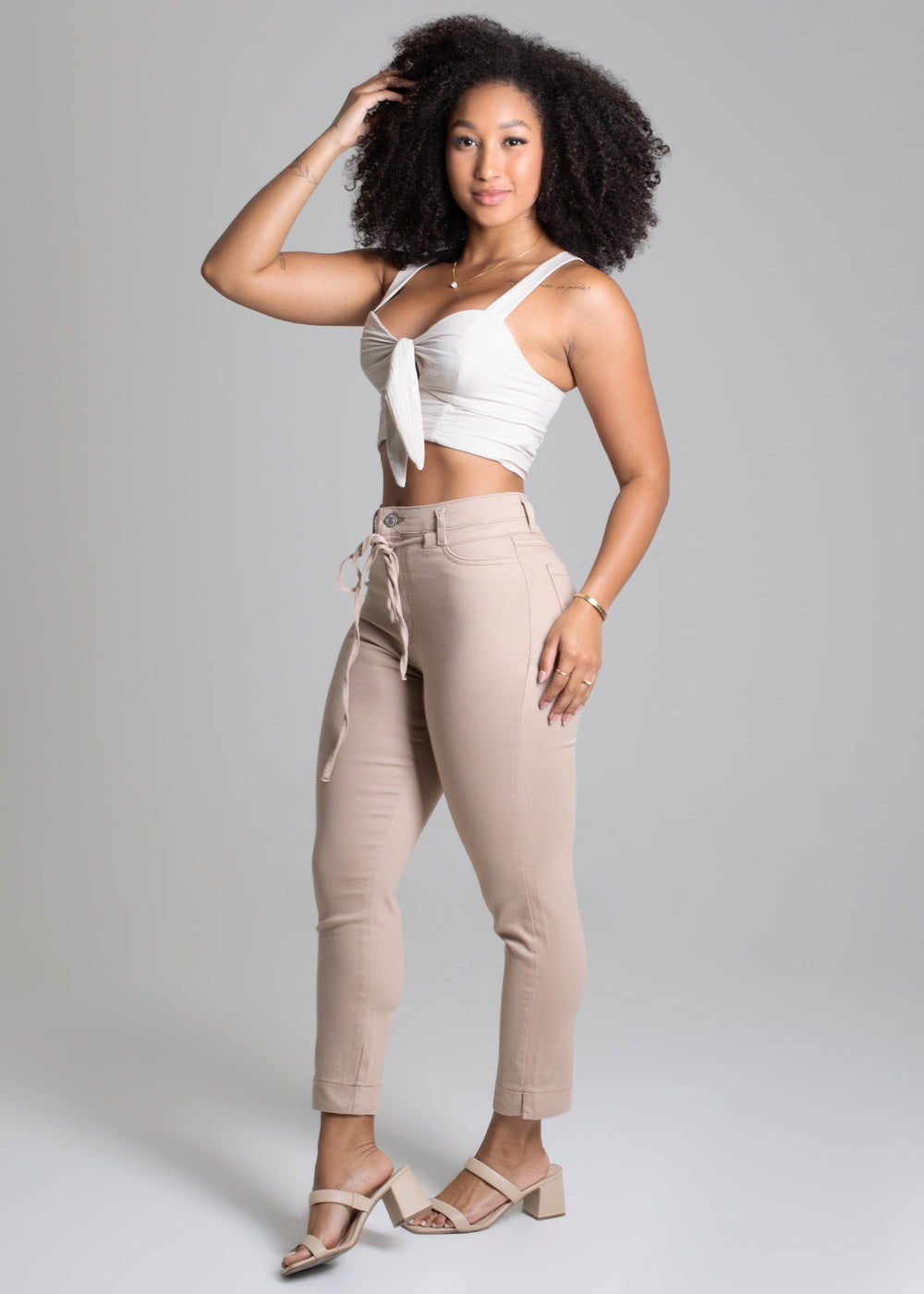 Calça Sarja Sawary Cropped - 275180 BEGE