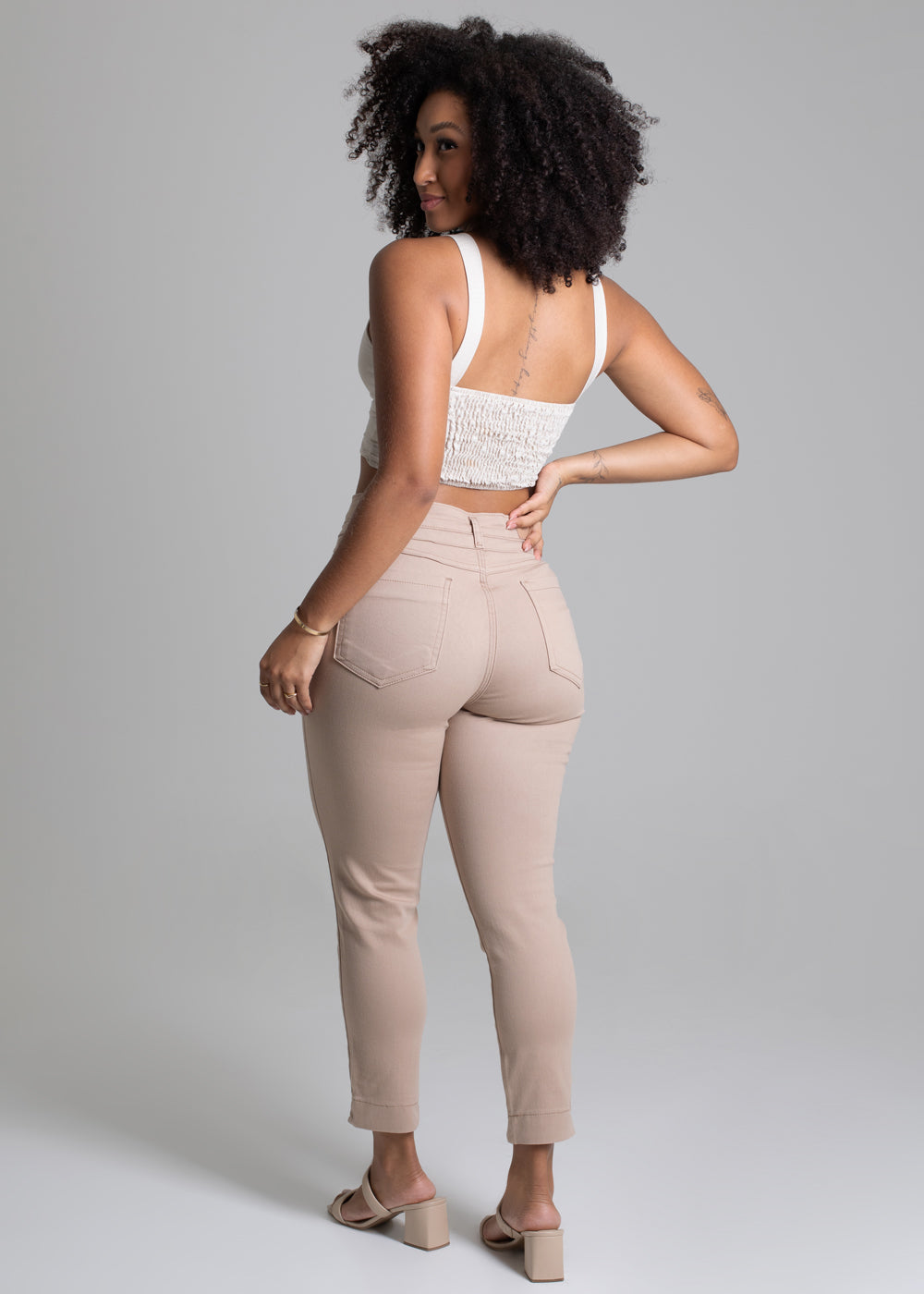 Calça Sarja Sawary Cropped - 275180 BEGE