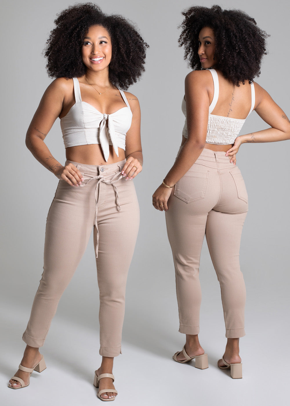 Calça Sarja Sawary Cropped - 275180 BEGE