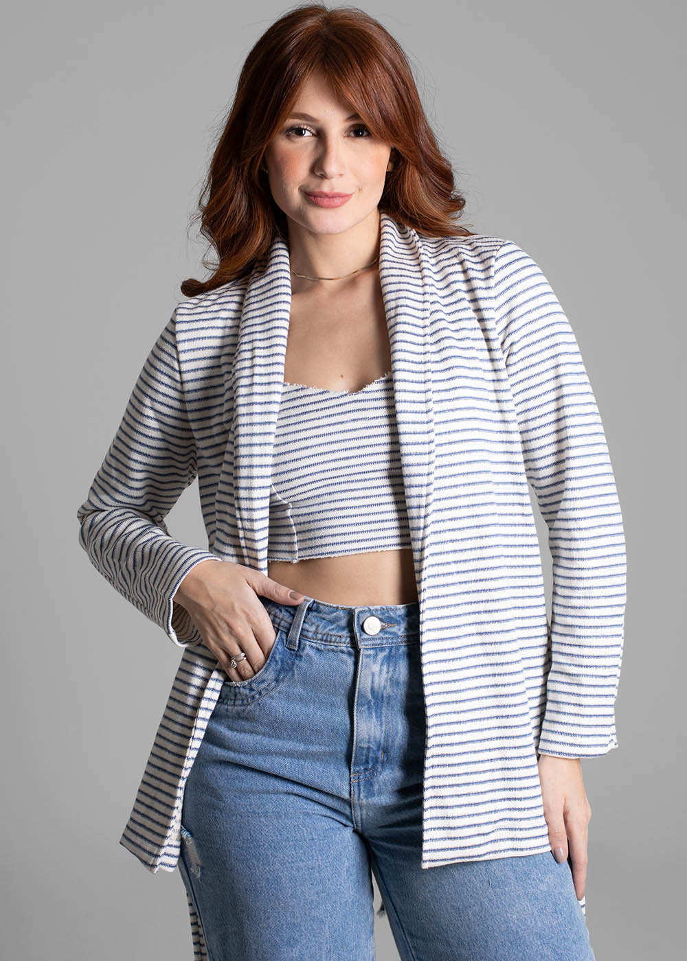 Blazer Sawary Listrado - 275439 AZUL