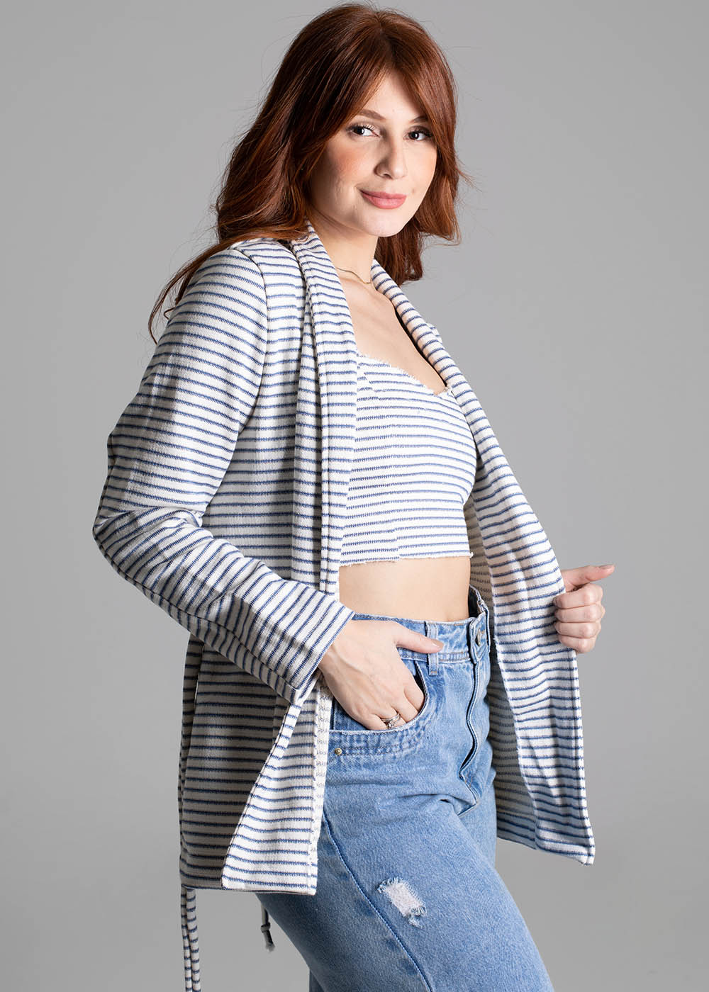 Blazer Sawary Listrado - 275439 AZUL