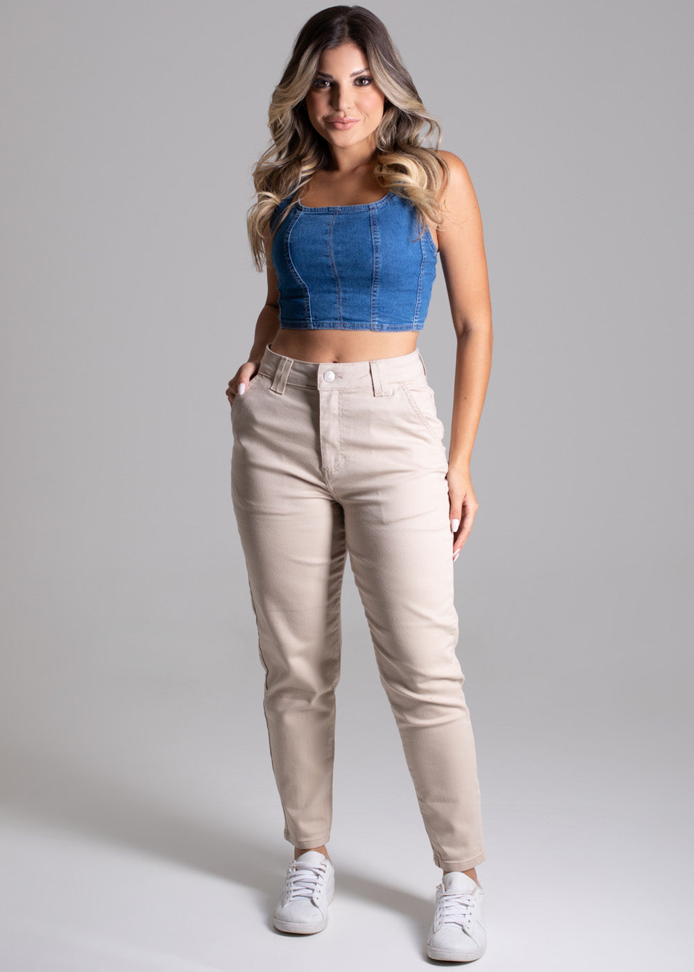 Calça Sarja Sawary Mom - 275556 BEGE