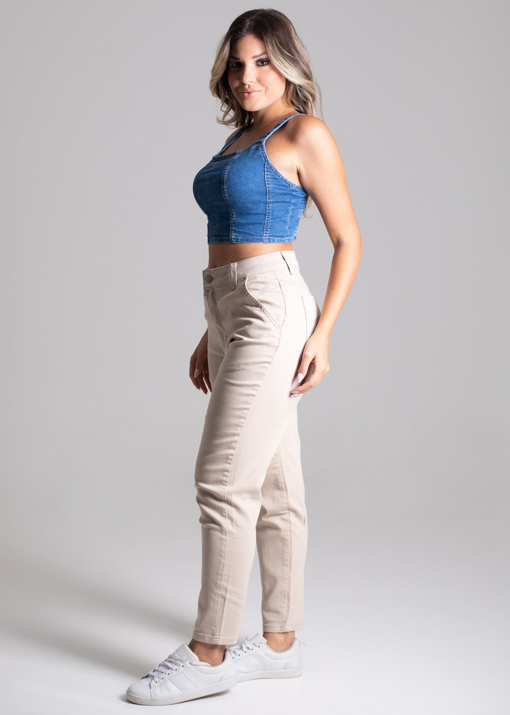 Calça Sarja Sawary Mom - 275556 BEGE