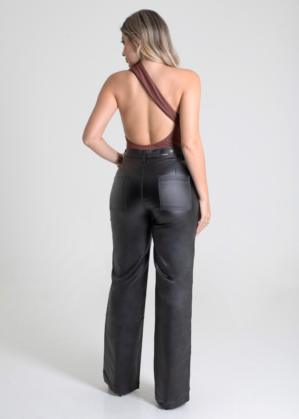 Calça Resinada Sawary Wide Leg - 276202 PRETO