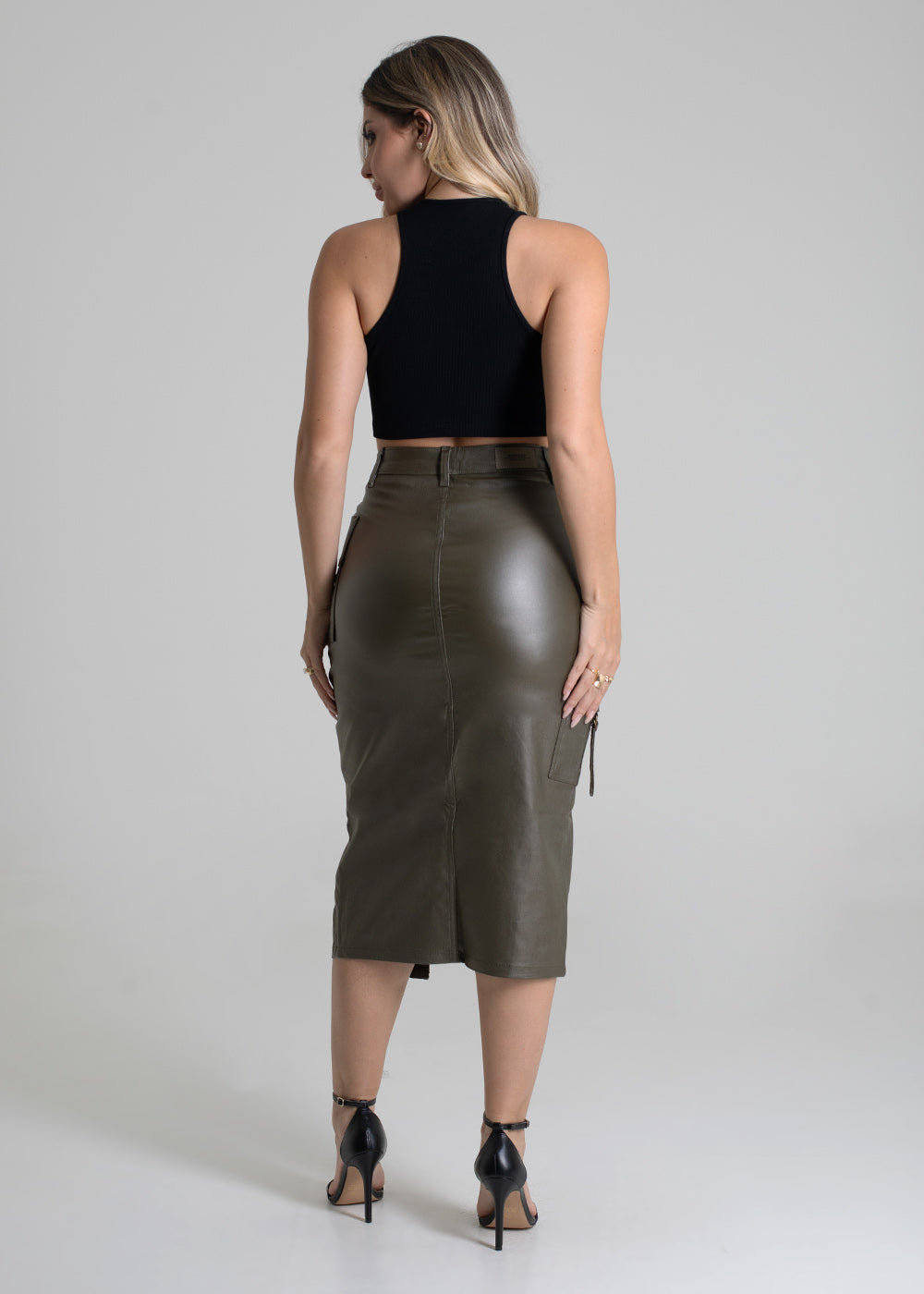 Saia Resinada Sawary Midi - 276625 VERDE