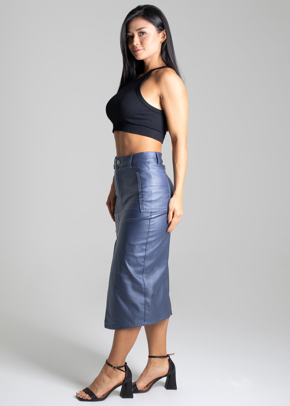 Saia Resinada Sawary Midi - 277002 CINZA