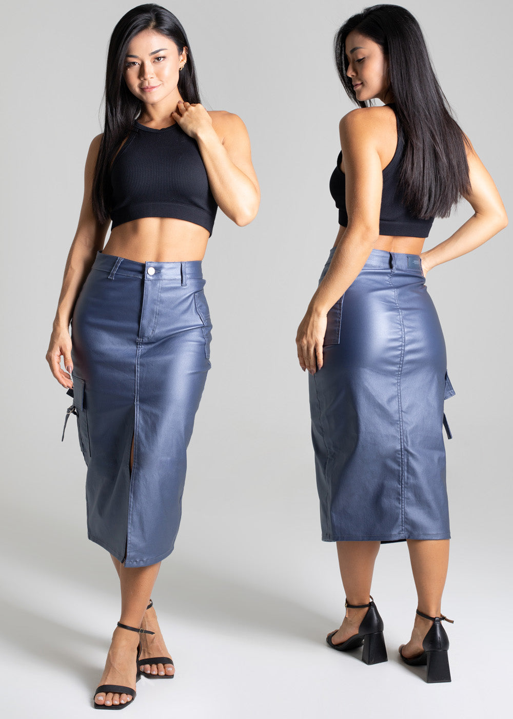 Saia Resinada Sawary Midi - 277002 CINZA