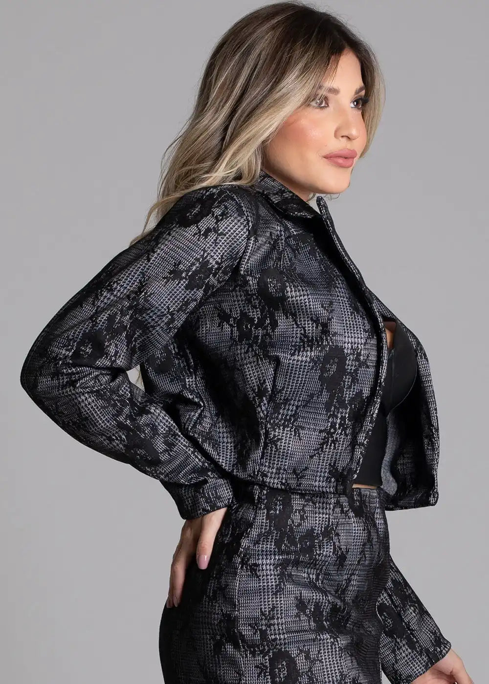 Jaqueta Sawary Jaquard -  277096 CINZA