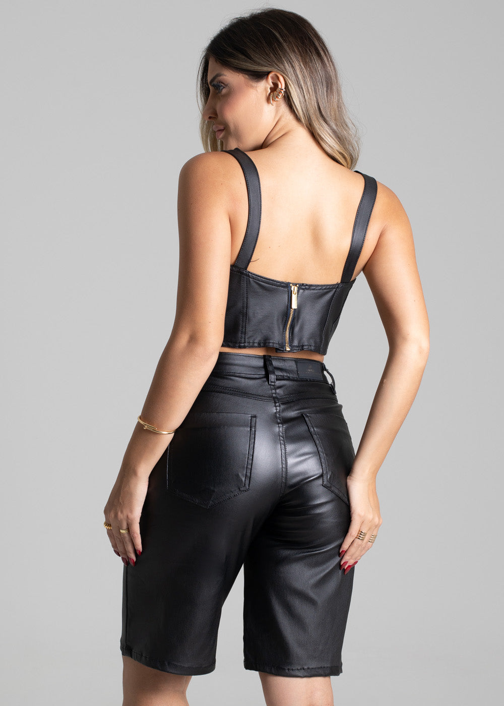 Bermuda Resinada Sawary - 277147 PRETO