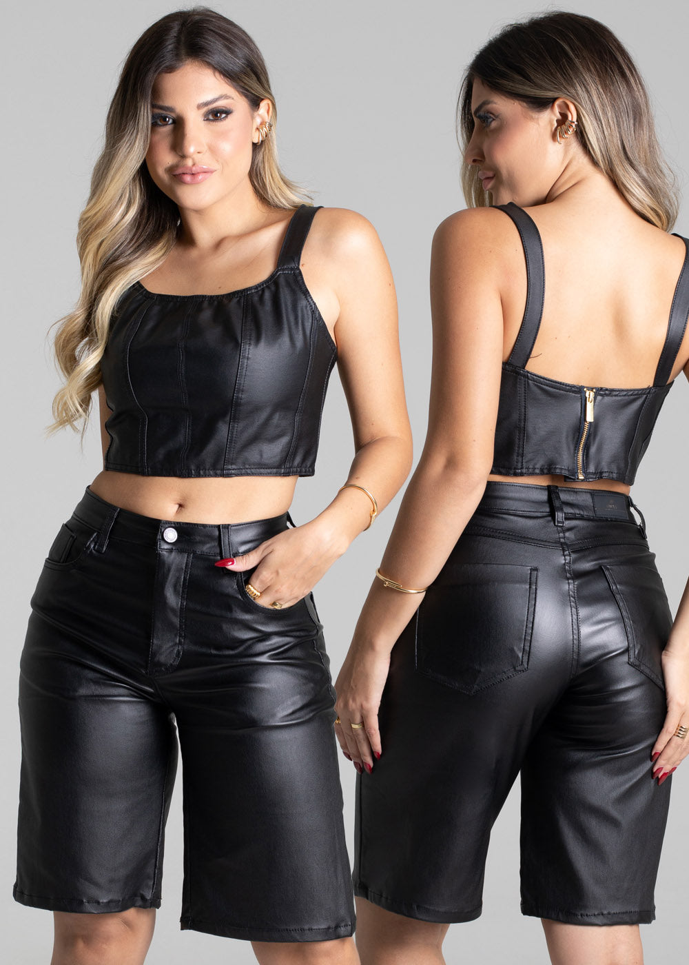 Bermuda Resinada Sawary - 277147 PRETO