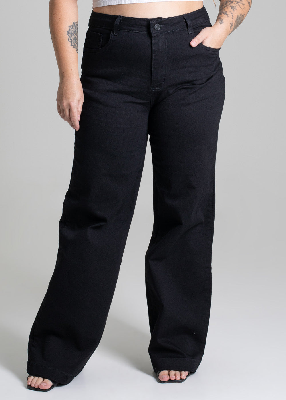 Calça Sarja Sawary Plus Size Wide Leg - 277207 PRETO