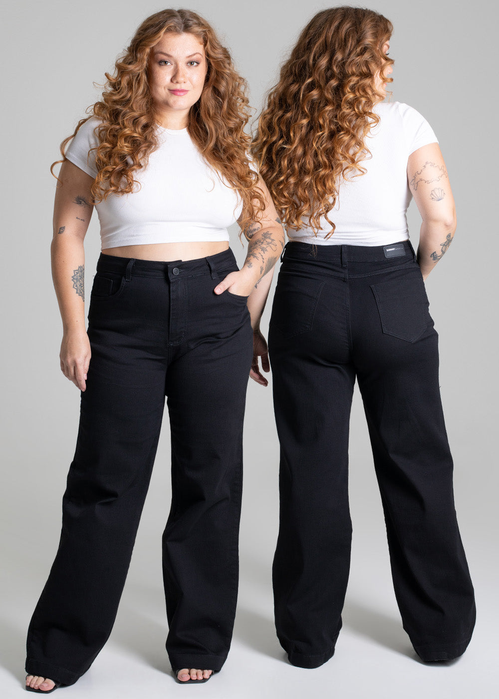 Calça Sarja Sawary Plus Size Wide Leg - 277207 PRETO