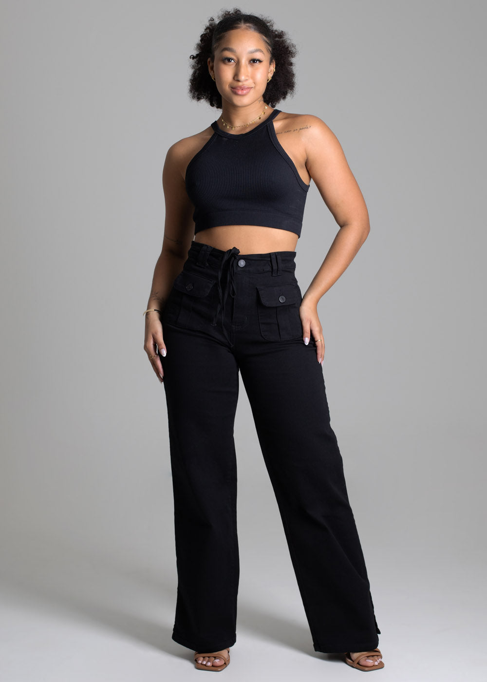 Calça Sarja Sawary Wide Leg - 277347 PRETO