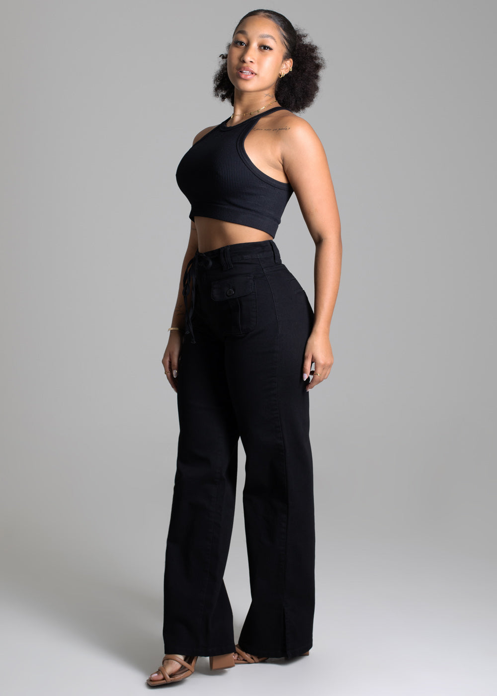 Calça Sarja Sawary Wide Leg - 277347 PRETO