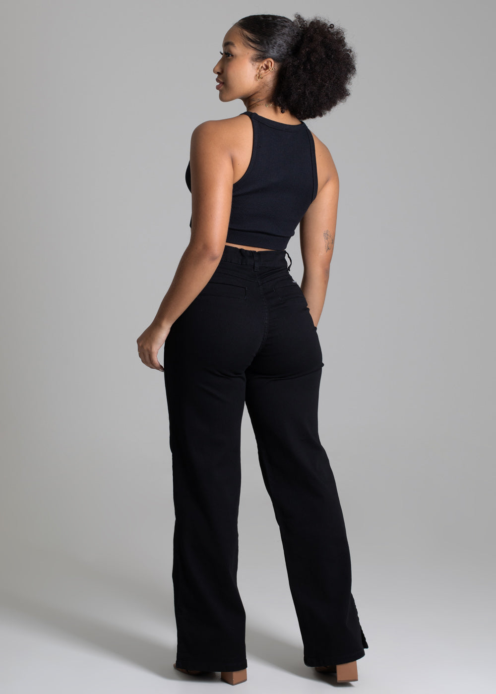 Calça Sarja Sawary Wide Leg - 277347 PRETO