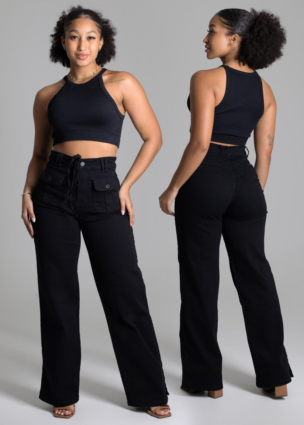 Calça Sarja Sawary Wide Leg - 277347 PRETO