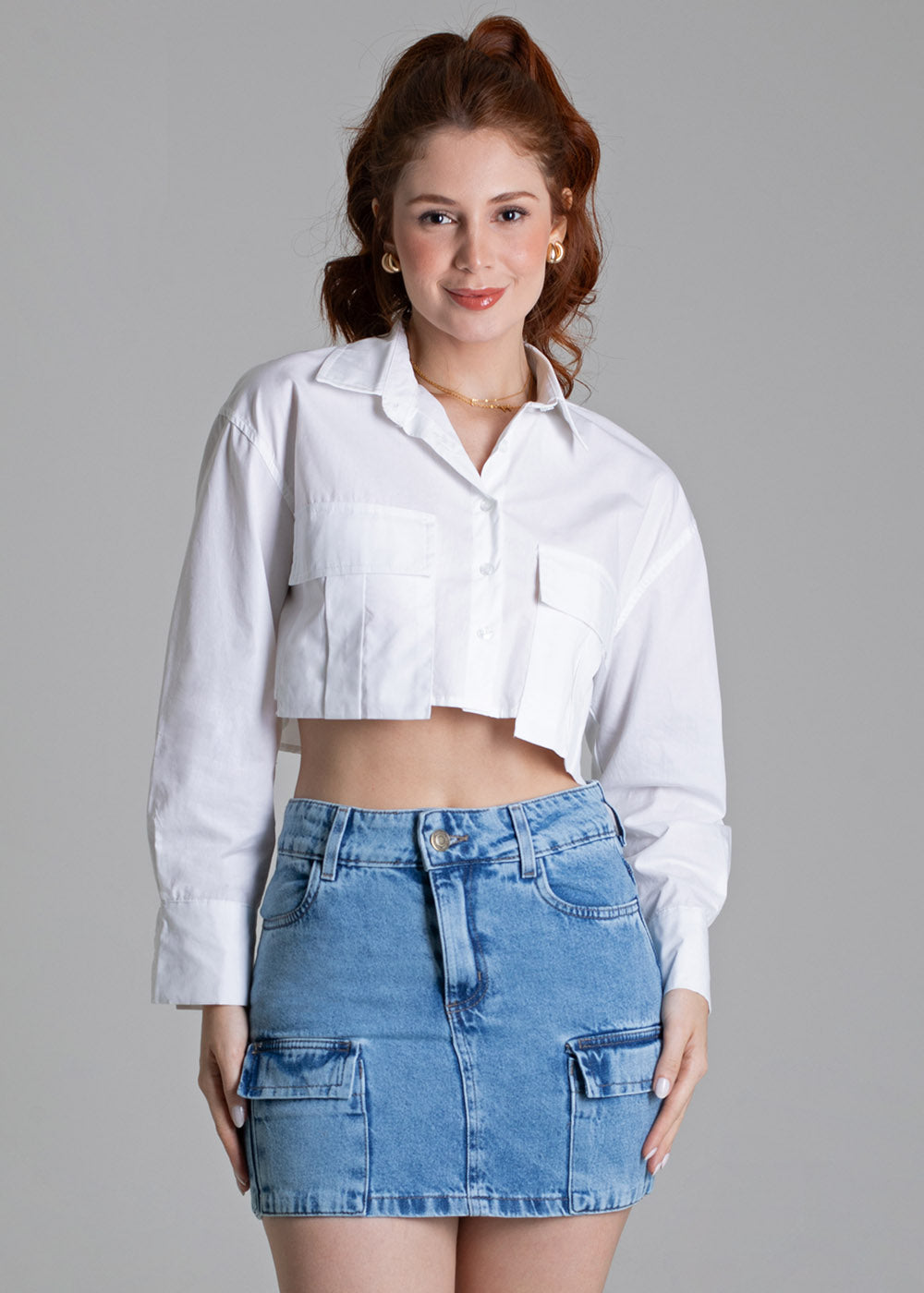 Saia Jeans Sawary Cargo - 277366 AZUL